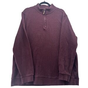 Tasso Elba Men's‎ XXL Maroon Cotton Quarter Zip Sweater Long Sleeve Pullover
